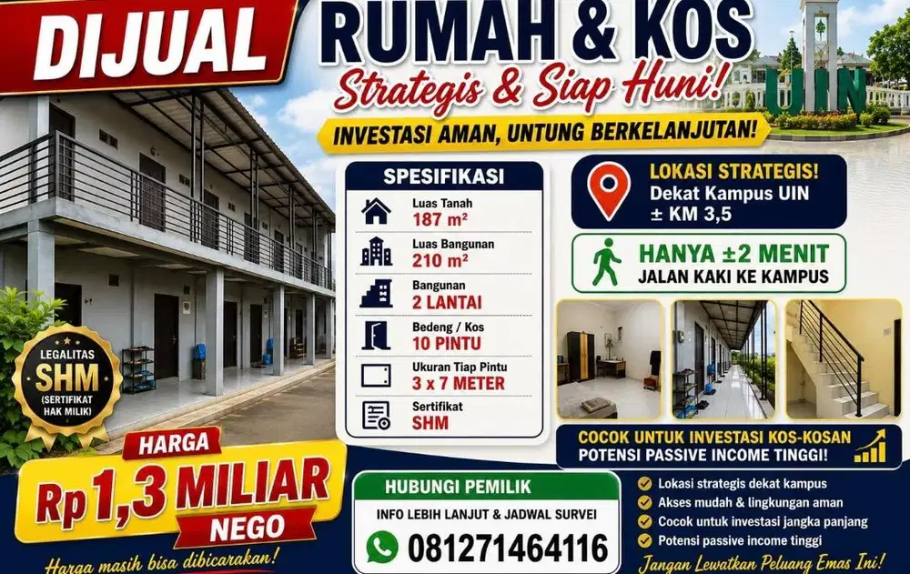 DIJUAL CEPAT BEDENG 10 PINTU 2 LANTAI