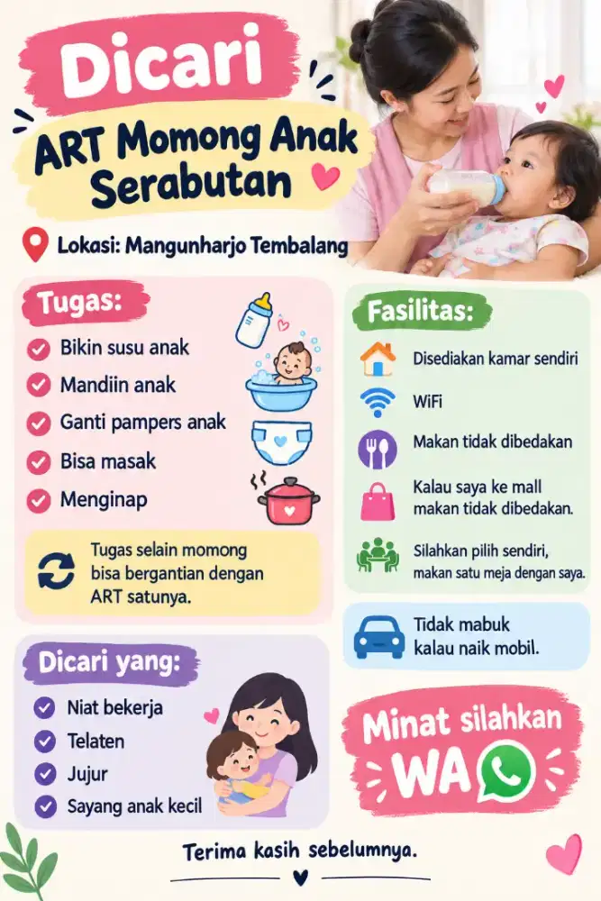 Dicari Art serabutan momong anak