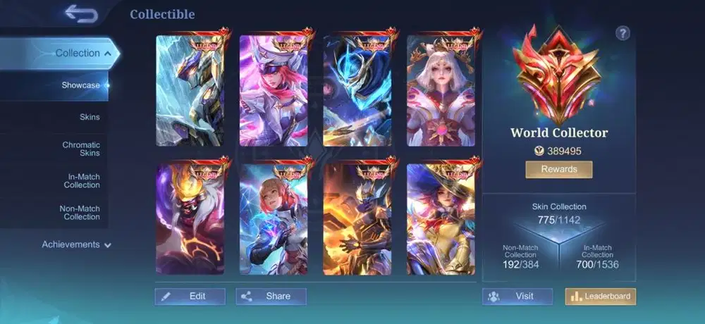 Jual akun Mobile Legends World Collector