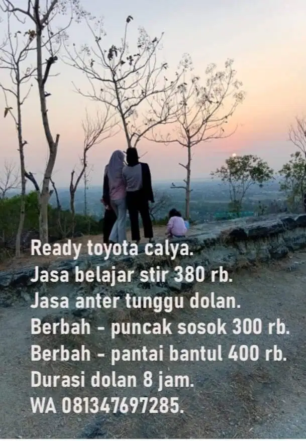 Ready toyota calya. Jasa belajar stir 380 rb. Jasa anter tunggu dolan.