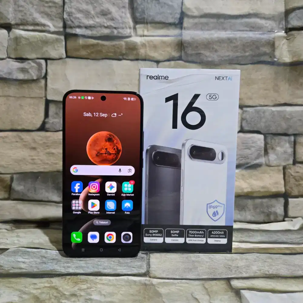 Realme 16 5G 12/256 Black Fulset segel mulus 99% like new Garansi