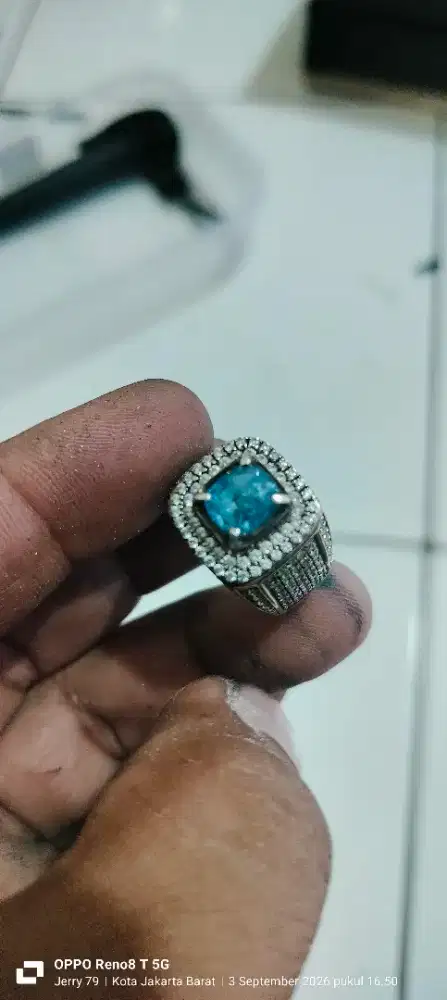 Blue sapphire, ring perak