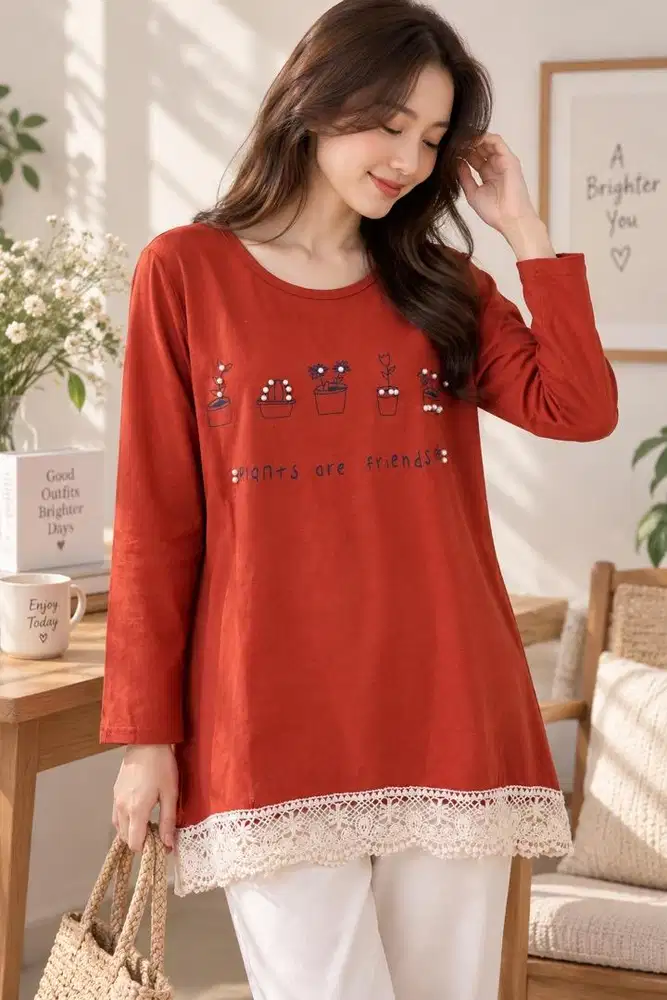 Baju Atasan kaos tshirt lengan panjang fashion wanita
