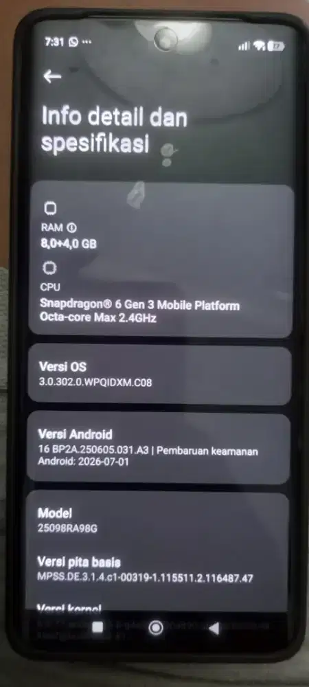 Redmi note 15 5G ram 8/256