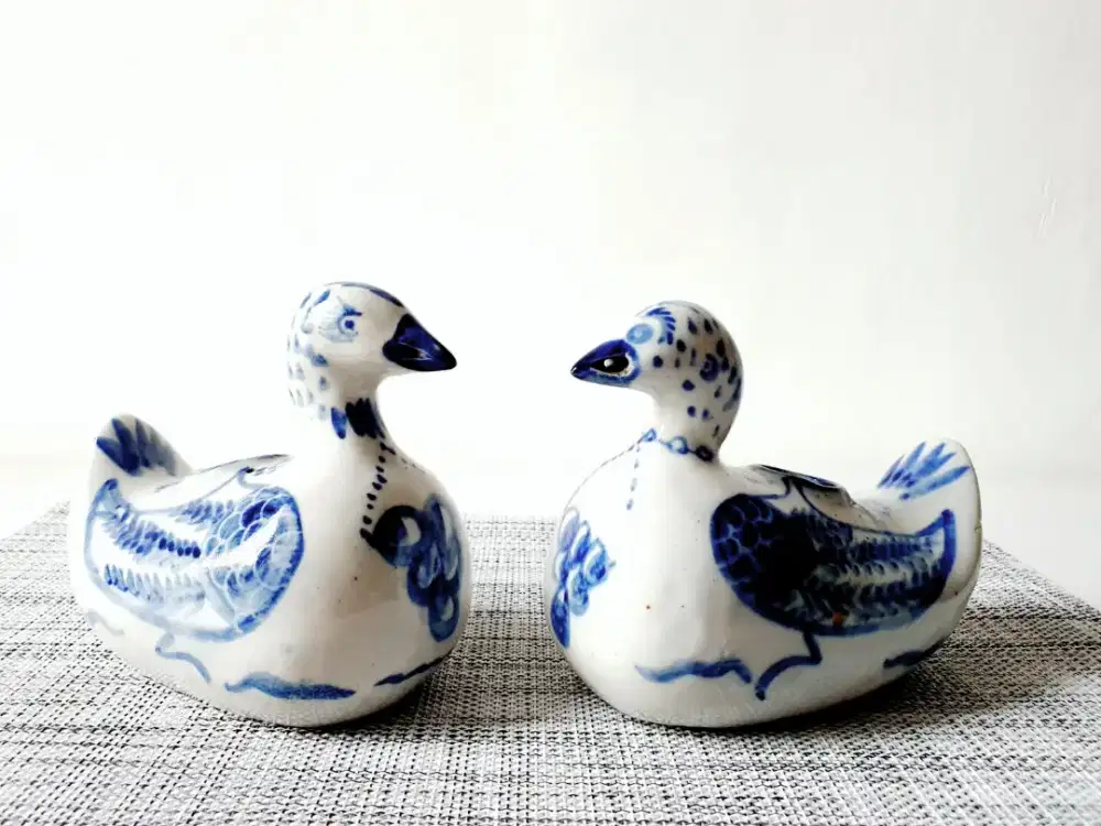 Tempat Lilin Porcelain 2 Duck Candle Holder Vintage