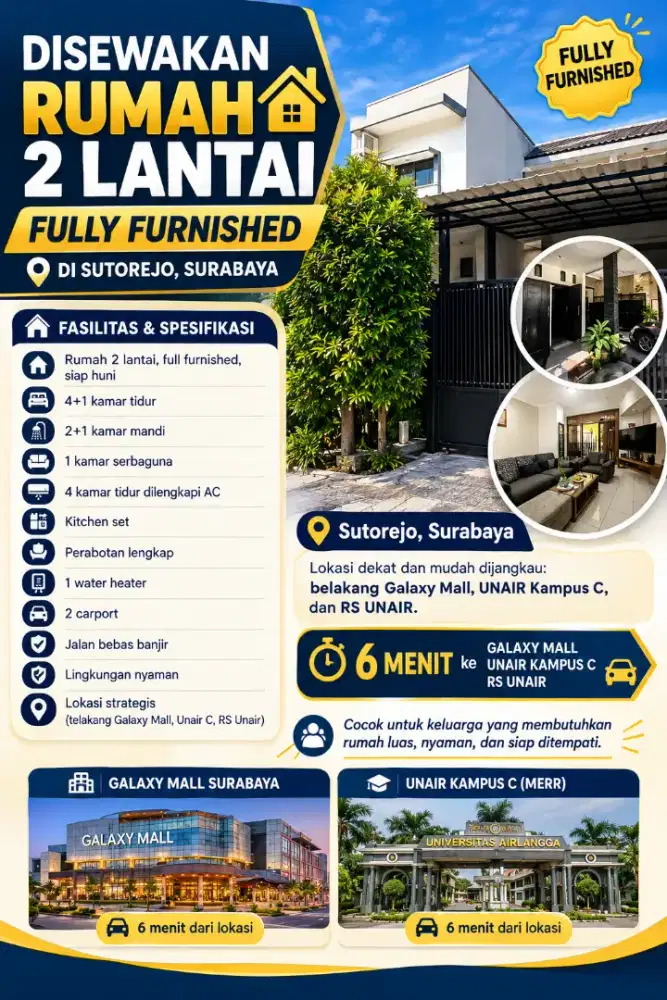 Bagus utk Keluarga / Kost bareng, full perabot, BU krn pindah