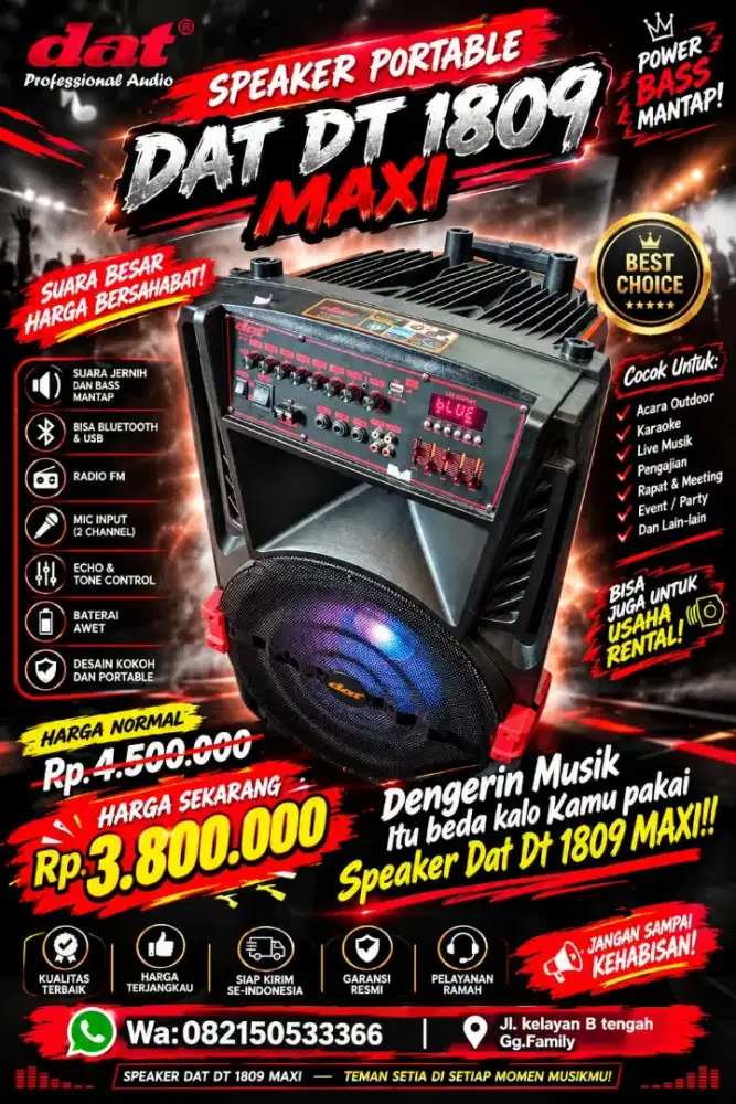 jual Promo Speaker Portable Dat Dt1809 maxi
