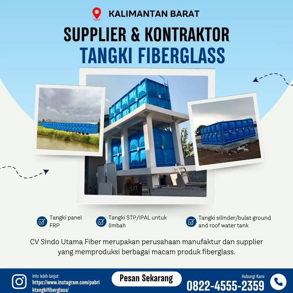 Tangki Fiberglass-Jual Tangki Air, Panel, Silinder Bengkayang