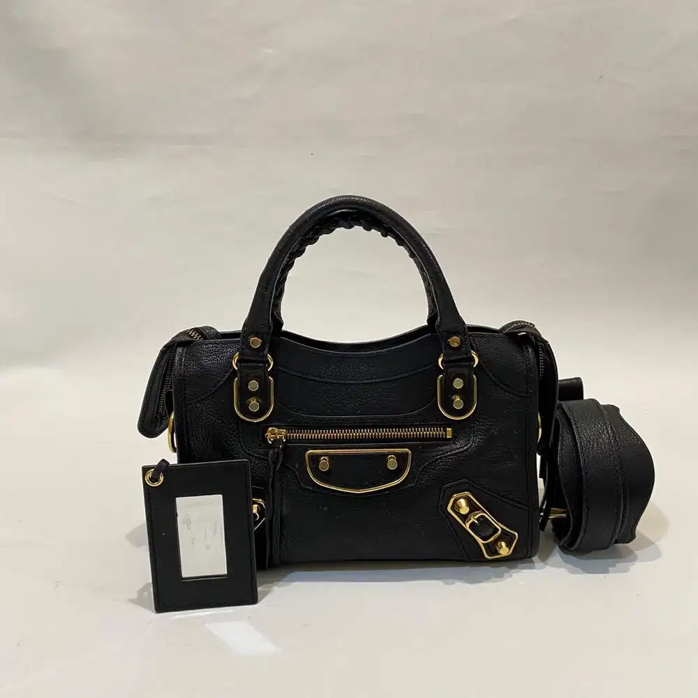nego prelove small metallic edge city bag black authentic