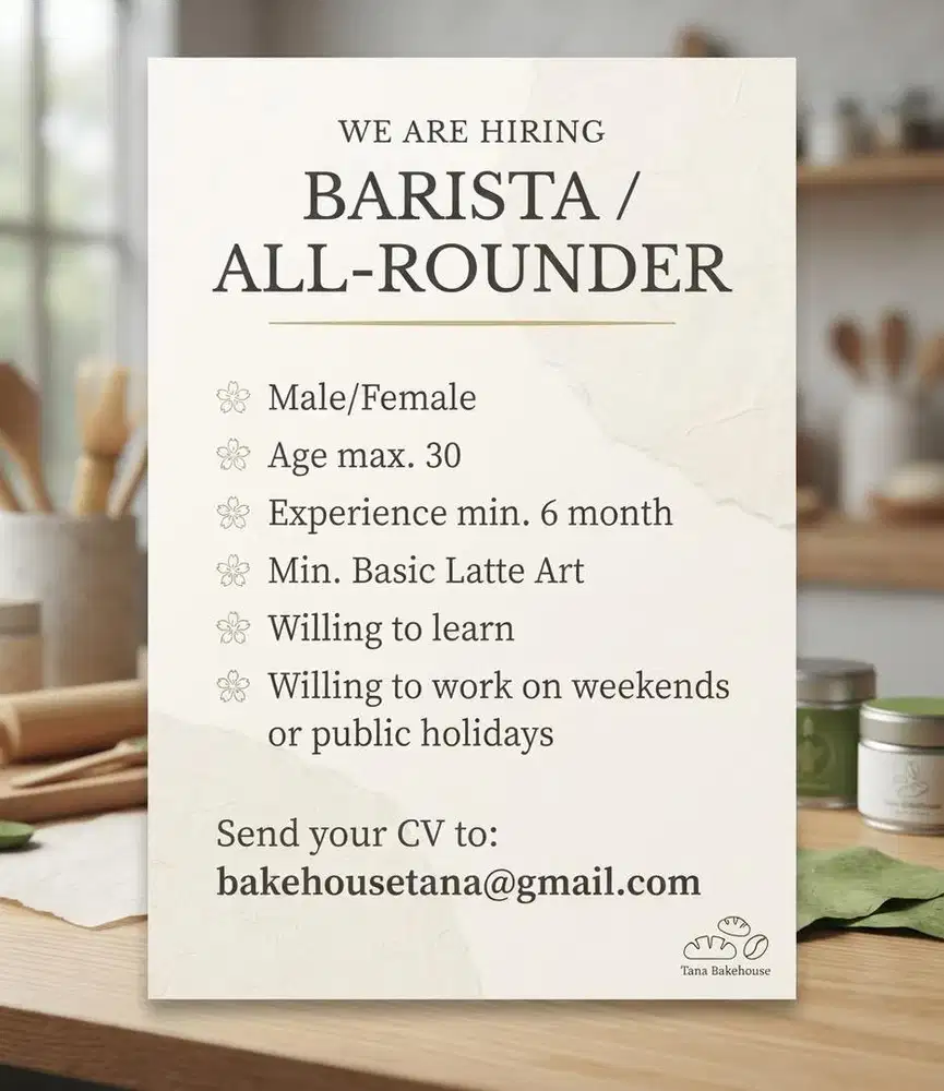 Dibutuhkan Junior Barista