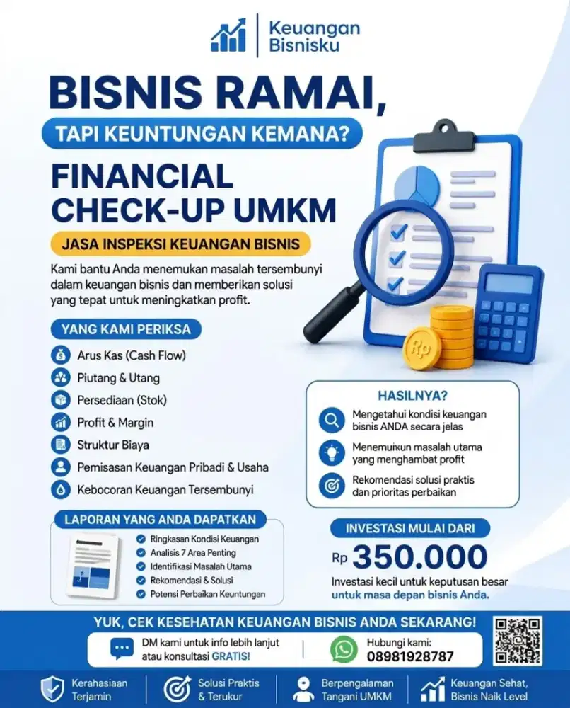 Jasa inspeksi keuangan UMKM, pembuatan laporan keuangan, pajak
