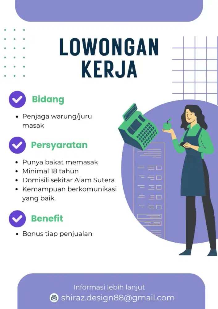 DICARI JURU MASAK UNTUK WARUNG MAKAN Alam sutera