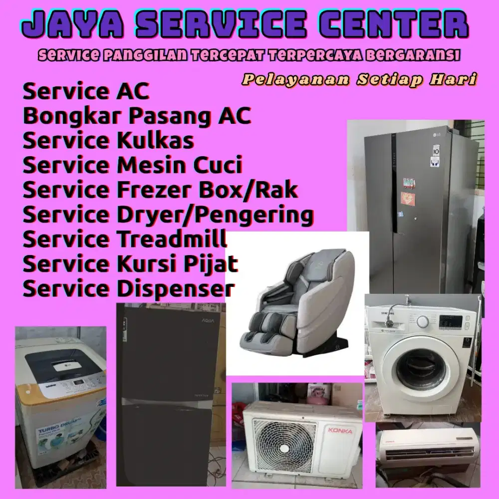 Service Mesin Cuci Kulkas Bongkar Pasang AC Servis AC Treadmill Frezer