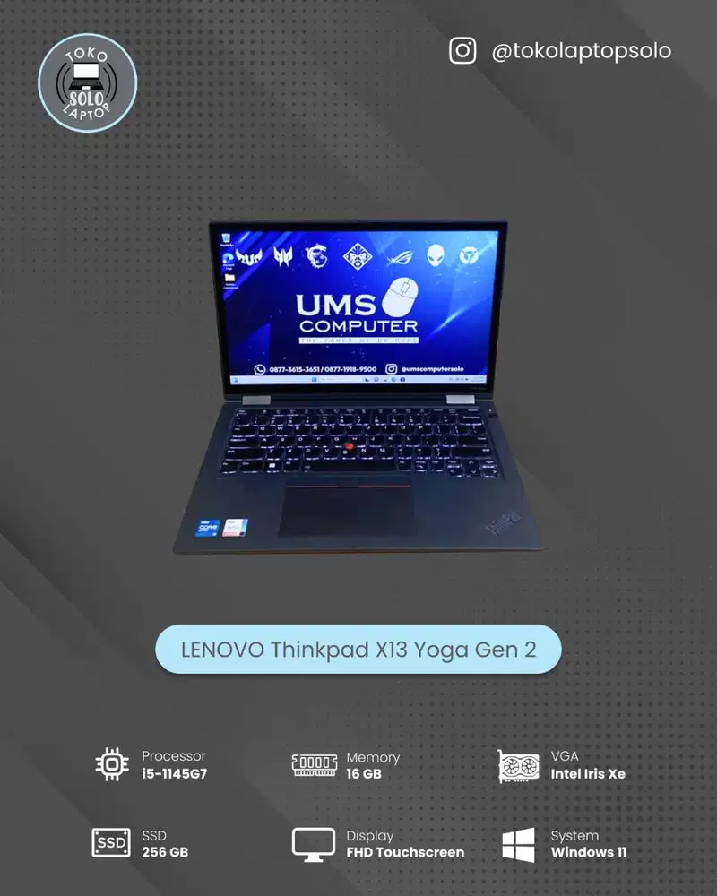 LENOVO THINKPAD X13 YOGA G2 CORE I5 1145G7 Ram 16GB SSD 256GB