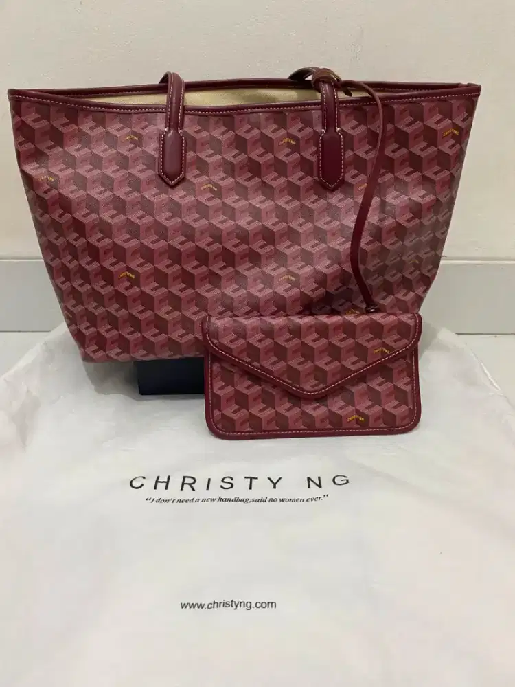 Christy Ng Monogram Tote Bag Set - Burgundy (Original)