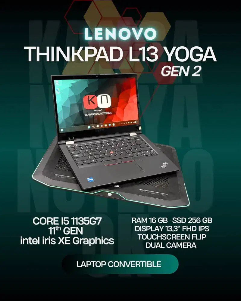 Lenovo Thinkpad L13 Yoga Gen2 Core i5 1135G7 RAM 16GB 256GB Layar Flip