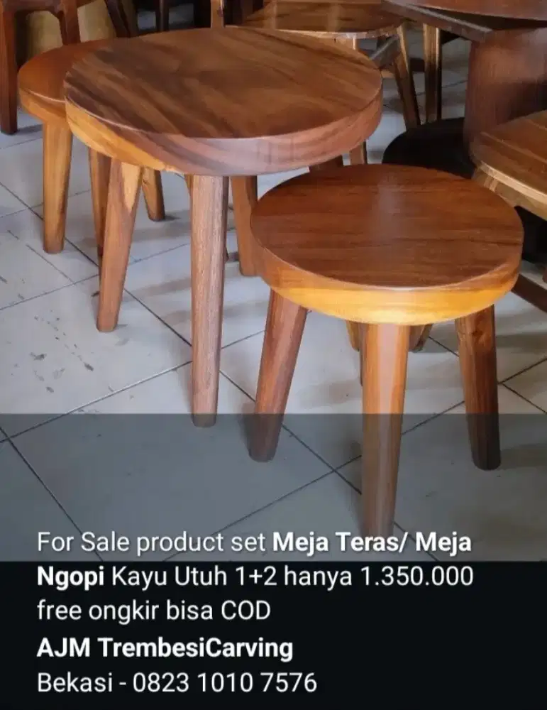 Meja kursi tamu teras kayu solid utuh