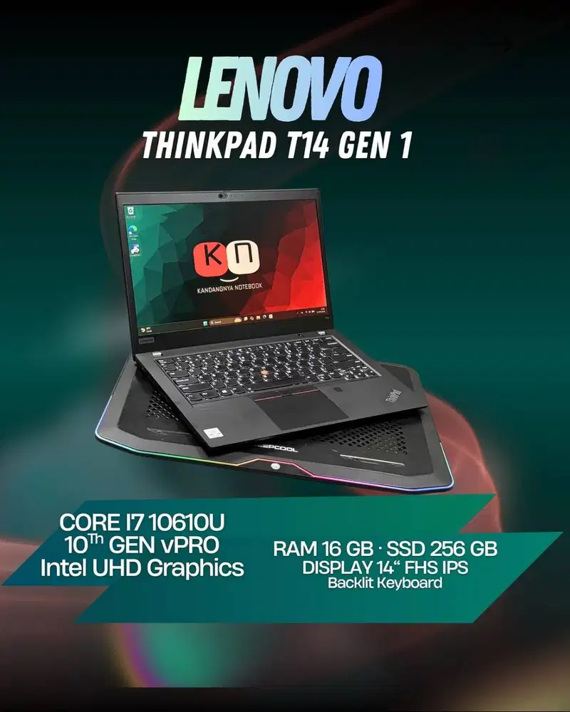 Lenovo Thinkpad T14 Gen1 Core i7 Gen10 RAM 16GB 256GB Layar 14inch