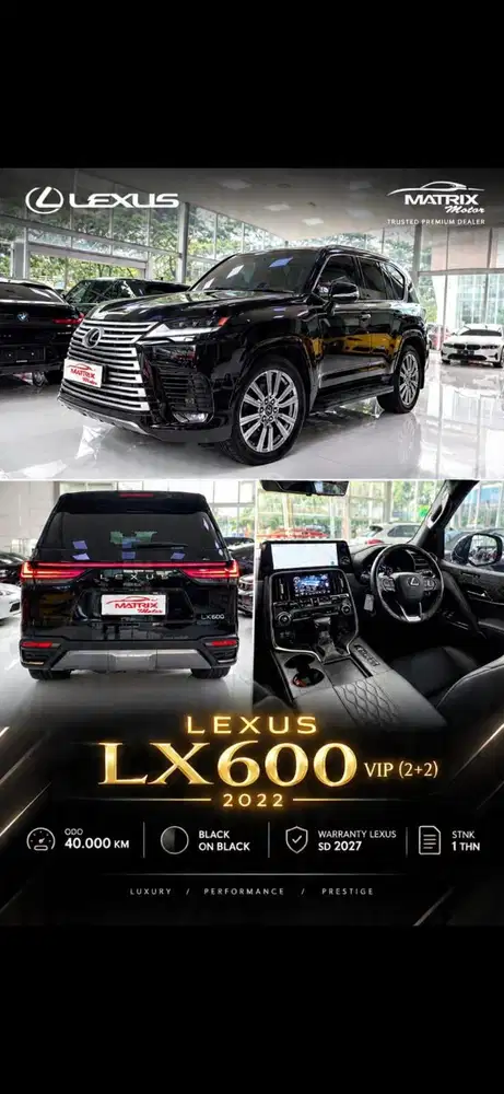 Lexus Lx600 Vip (2+2)2022 Black on black Siap pakai