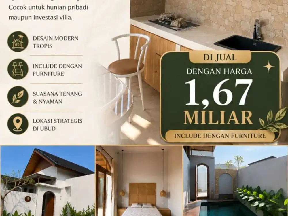 VILLA IMPIAN DI UBUD – PRIVATE & FULLY FURNISHED