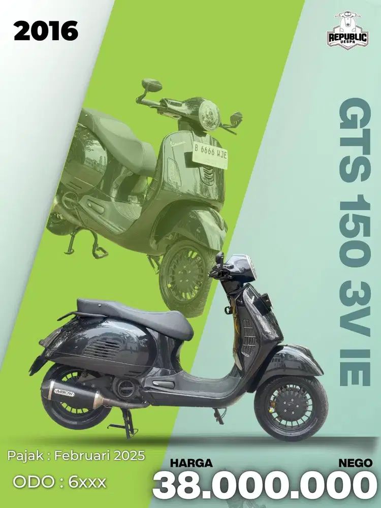 PIAGGIO VESPA GTS 150 3V IE TAHUN 2016 WARNA NERO VULCANO MODIFIKASI