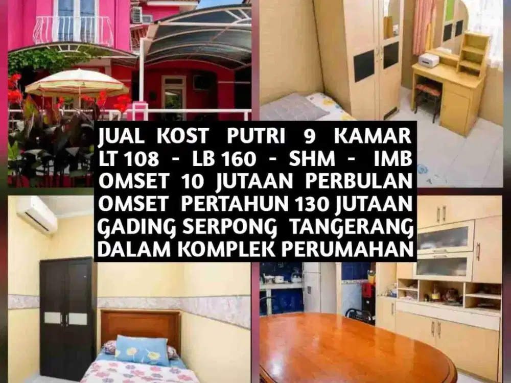 JUAL KOST KOSAN PUTRI GADING SERPONG DALAM KOMPLEK PERUMAHAN
