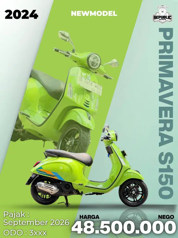 PIAGGIO VESPA PRIMAVERA S150 ABS NEW MODEL TAHUN 2024 WARNA GREEN MAGN