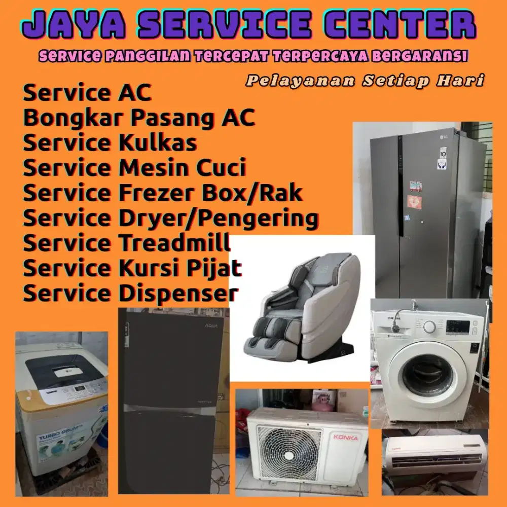 Service Mesin Cuci Kulkas Frezer Bongkar Pasang AC Servis AC Treadmill