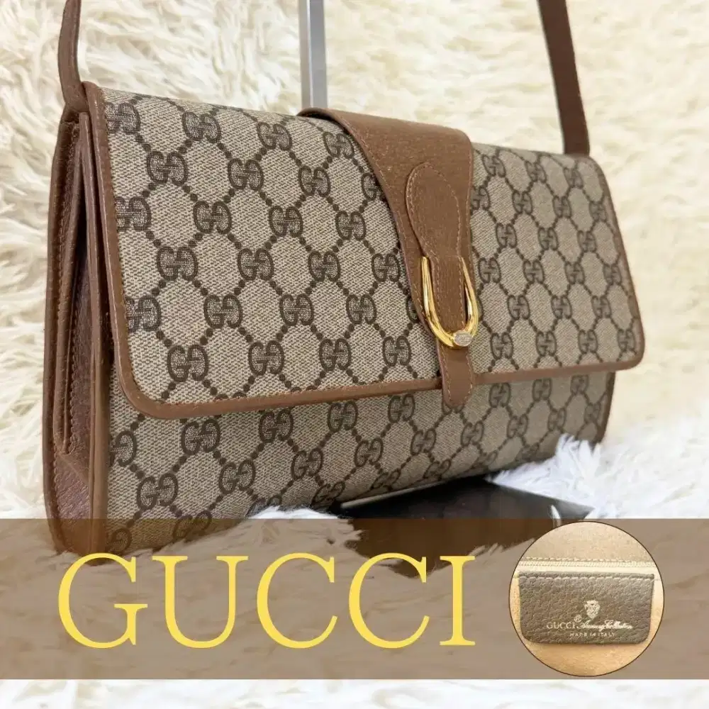 GUCCI Shoulder Bag GG Canvas Vintage Authentic