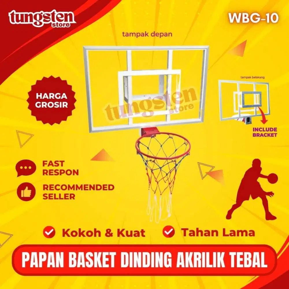 Papan Basket Akrilik, Ring Basket Dinding, Papan Ring Basket Tempel