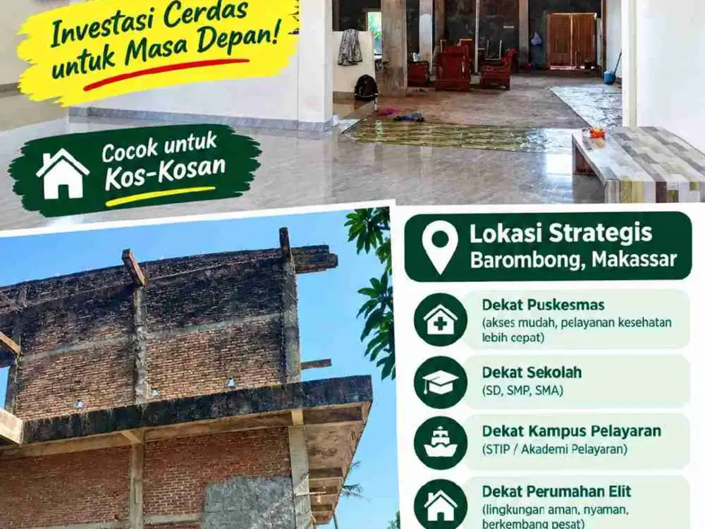 DIJUAL RUMAH 2 LANTAI DEKAT KAMPUS PELAYARAN BAROMBONG MAKASSAR