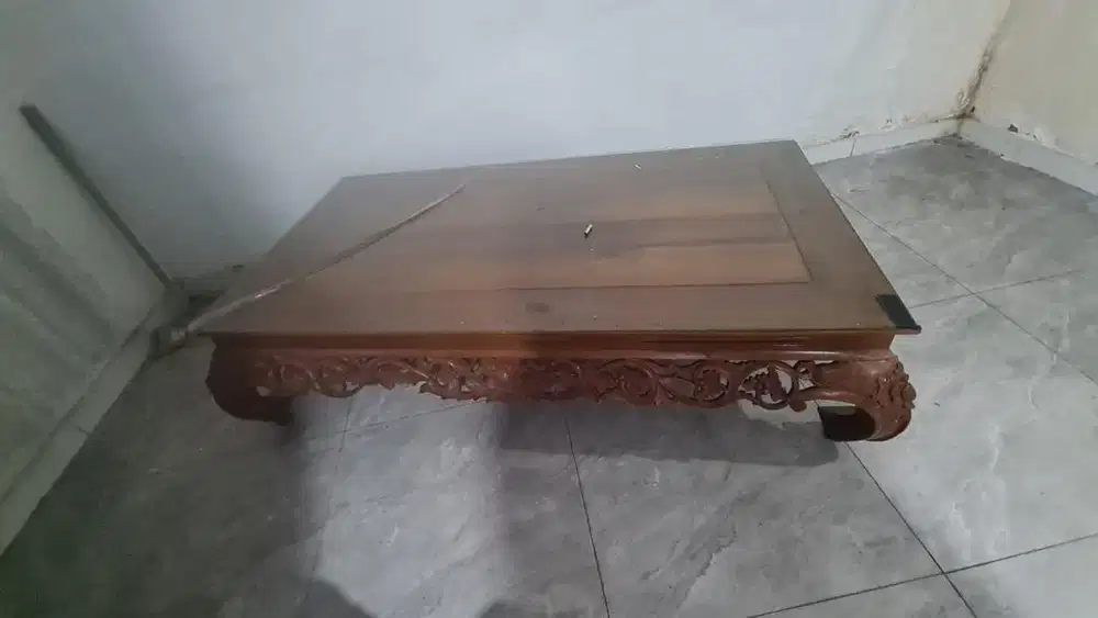meja persegi kayu jati