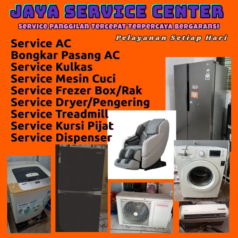 Service Kulkas Frezer Bongkar Pasang AC Servis AC Mesin Cuci Treadmill