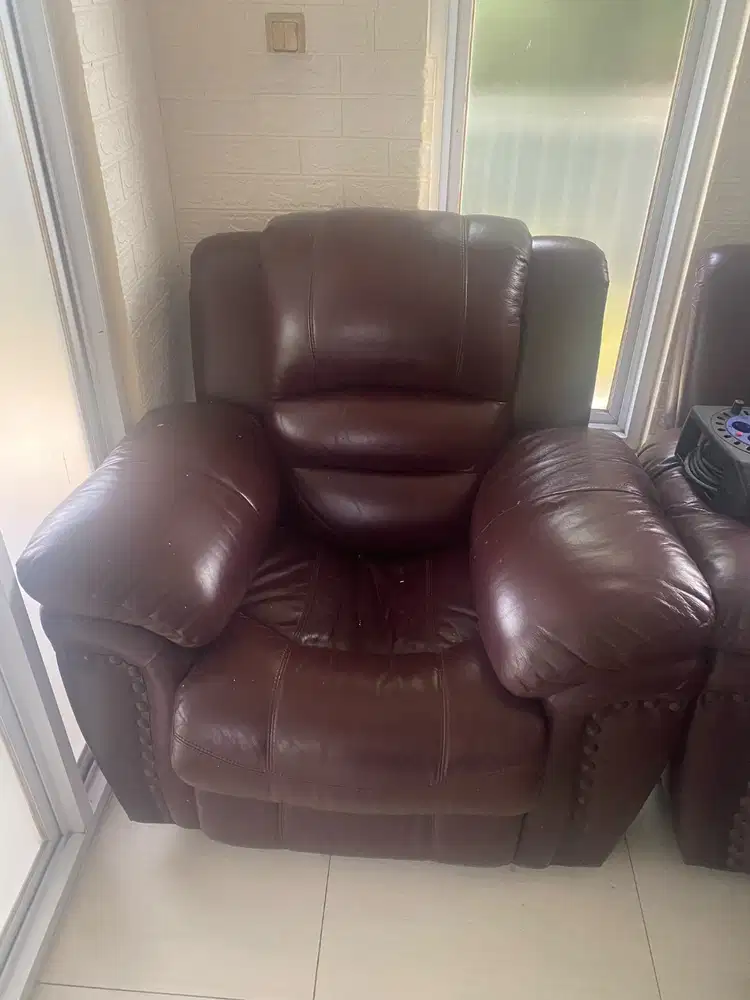 sofa recline red maroon merk Vitus