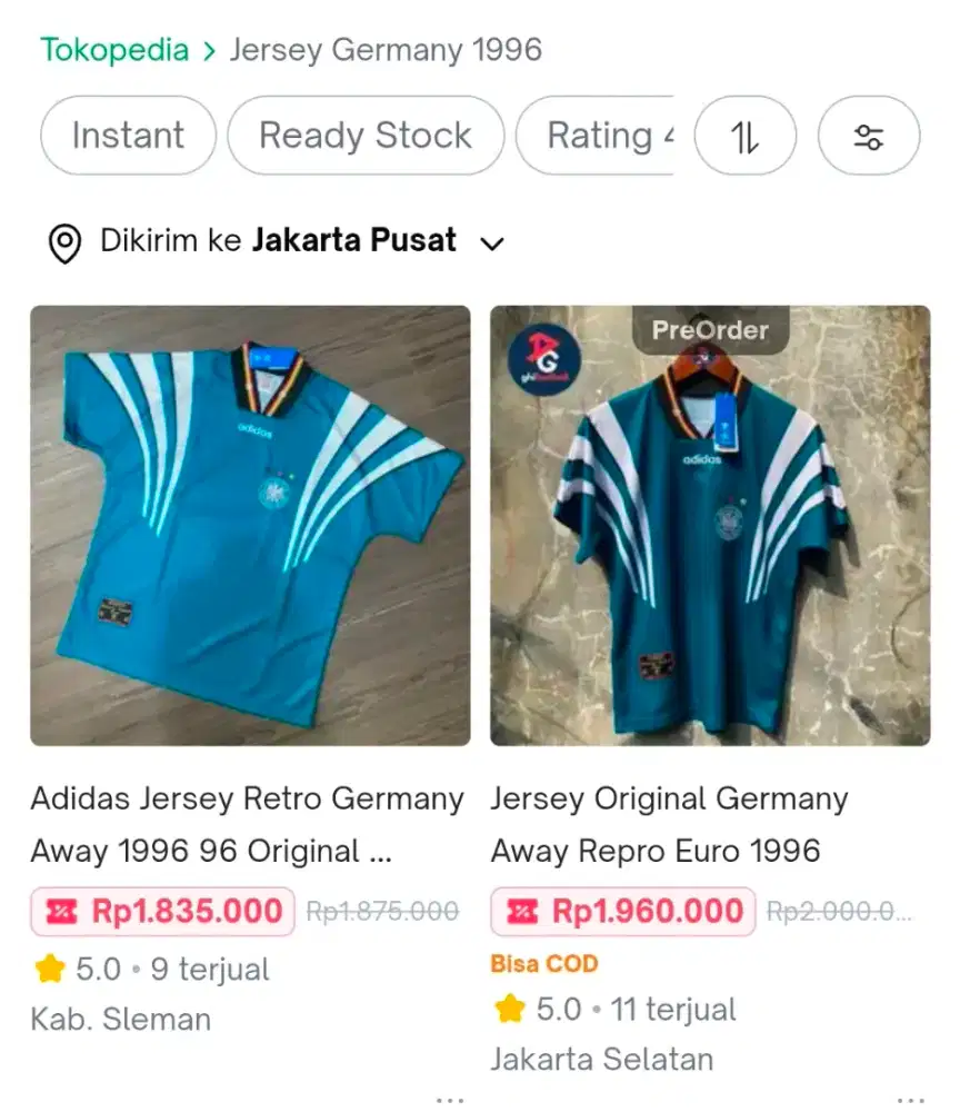 adidasGermany 1996 Retro  Away Jersey Asia Sizing 'Green White'