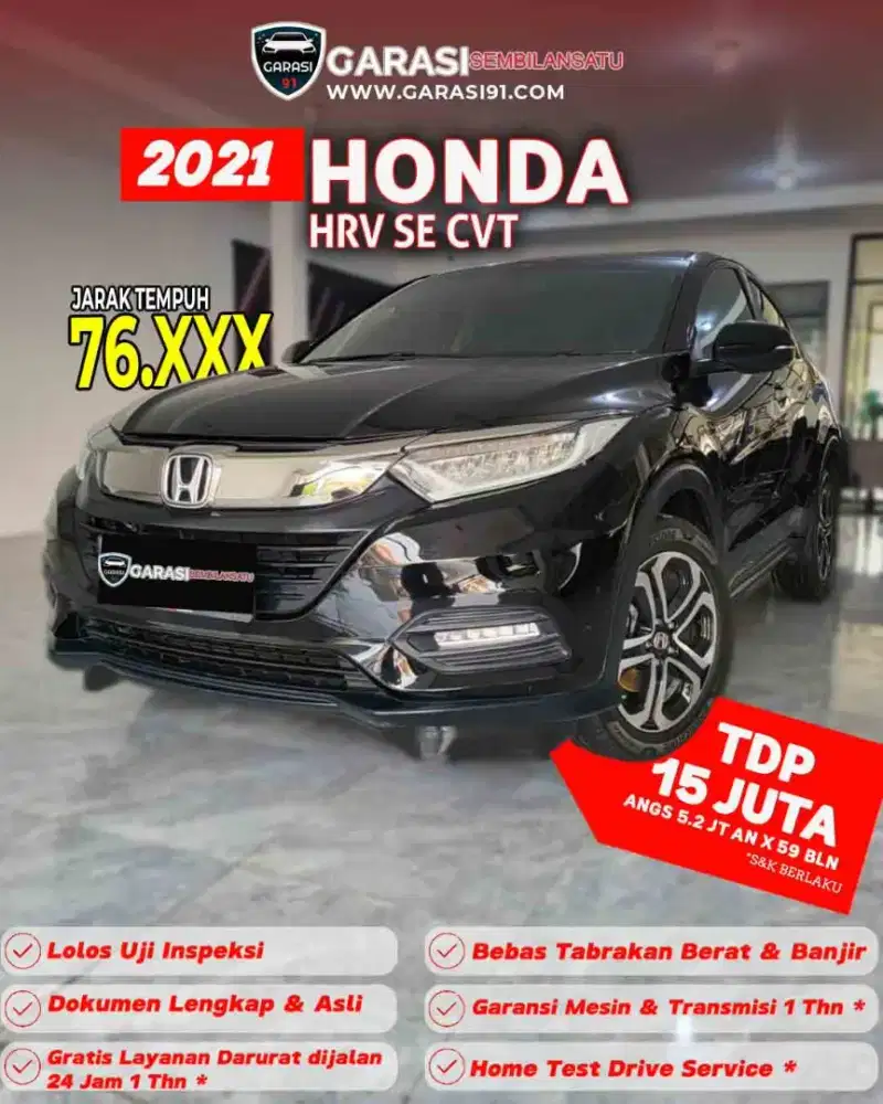 ‼️[ TDP 15 Jt ] ‼️HRV SE 1.5 Cvt 2021( low km)