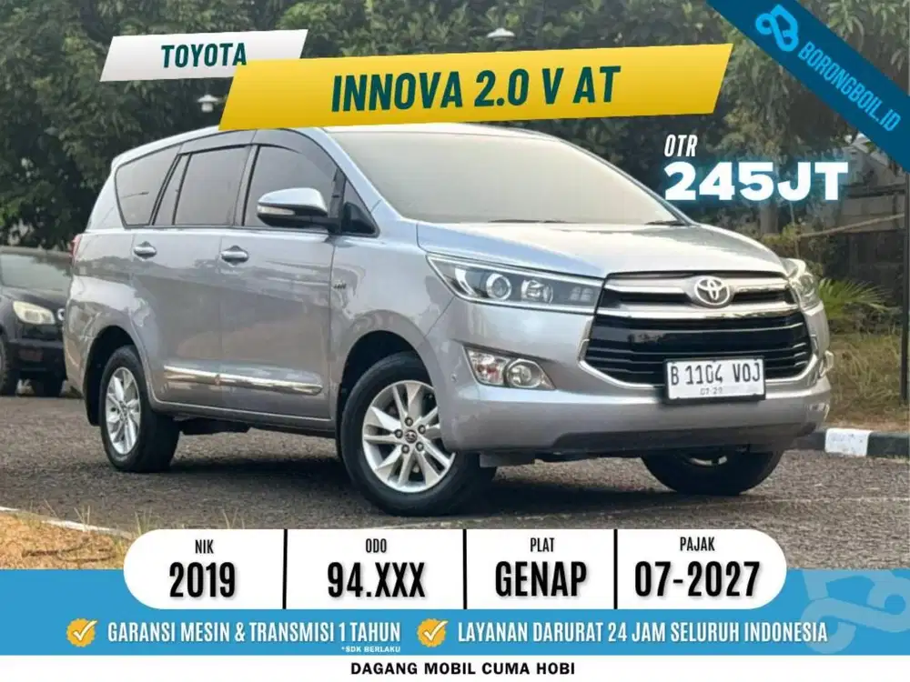 Full Pajak Panjang TOYOTA INNOVA 2.0 V AT 2019 Silver metalik