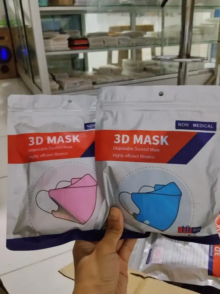 Masker Duckbill Dewasa Warna Earloop 3D Isi 10 Pcs / Pack