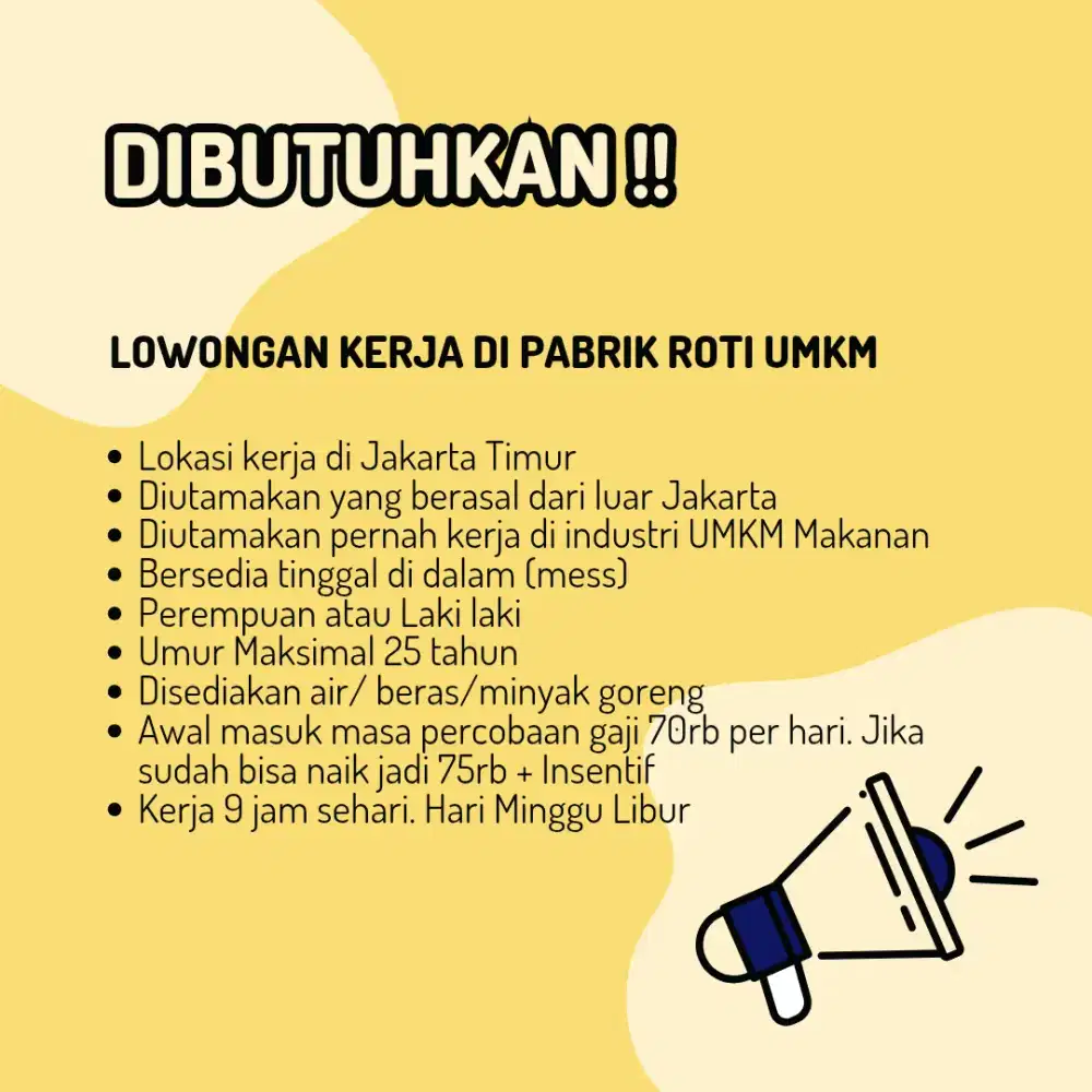 Lowongan Kerja di Pabrik Roti UMKM