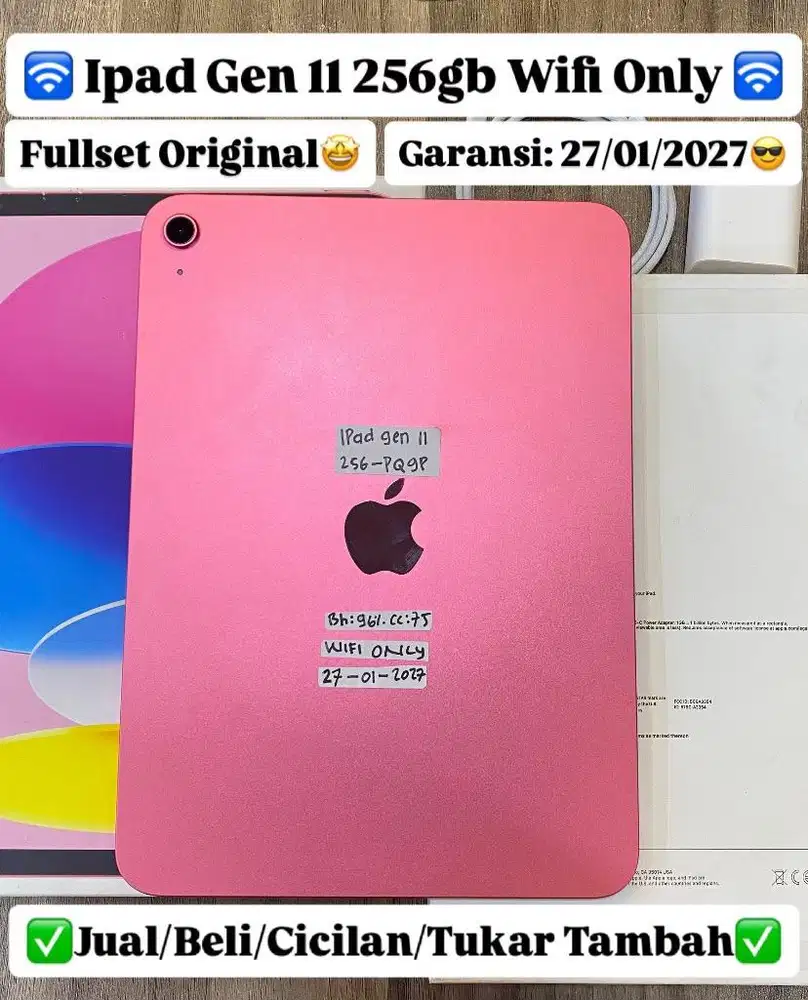 Ipad Gen 11 256 Gb Pink fullset original