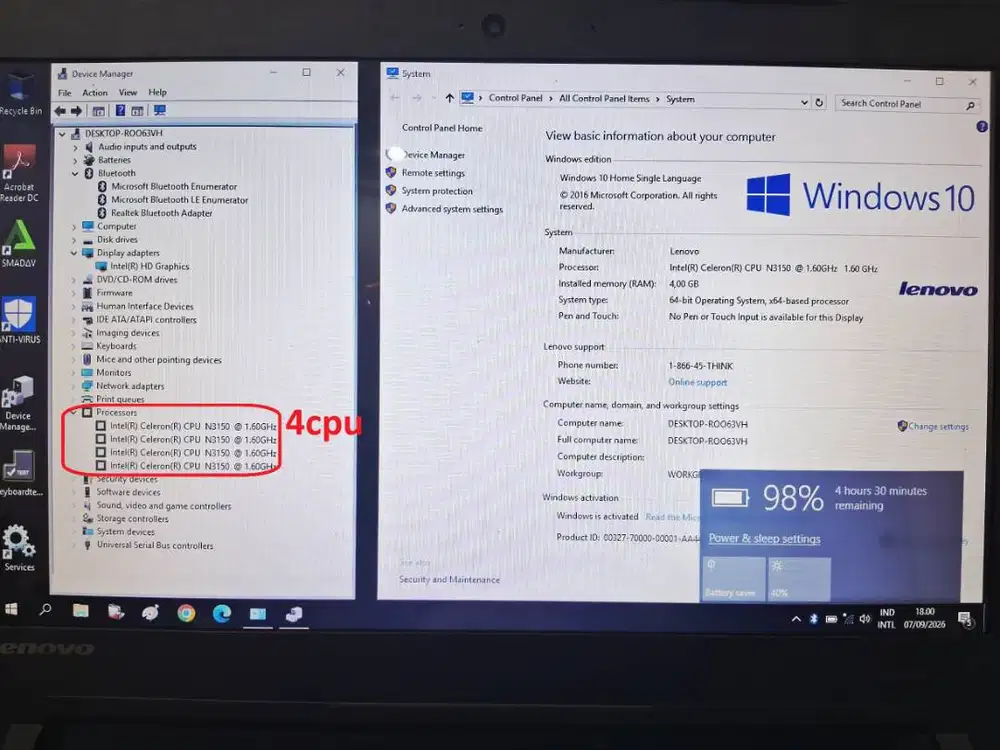 Setara Core i3 4GB 500GB SSD ReadyUp Mulus Normal Laptop Bergaransi