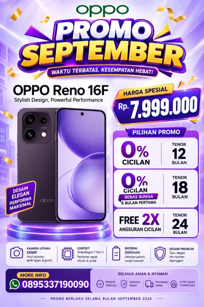 Oppo reno 16 f kredit murah