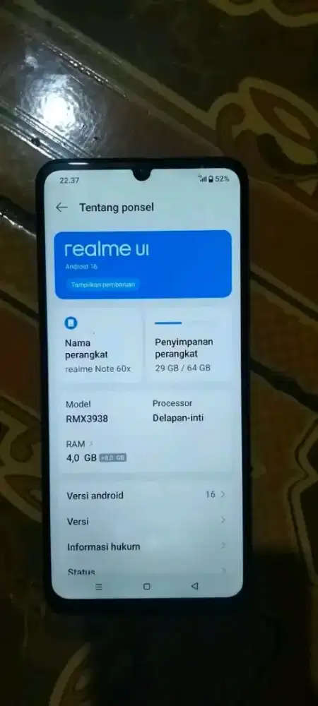 Realme note 60x