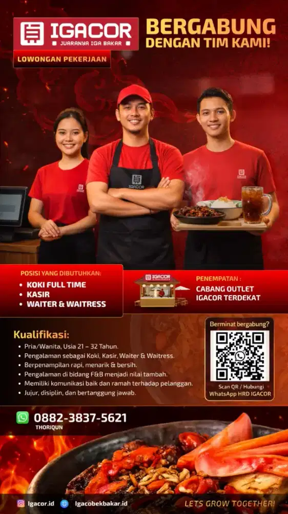 DI BUTUHKAN SEGERA KOKI FULL TIME,WAITER&WAITRESS,KASIR