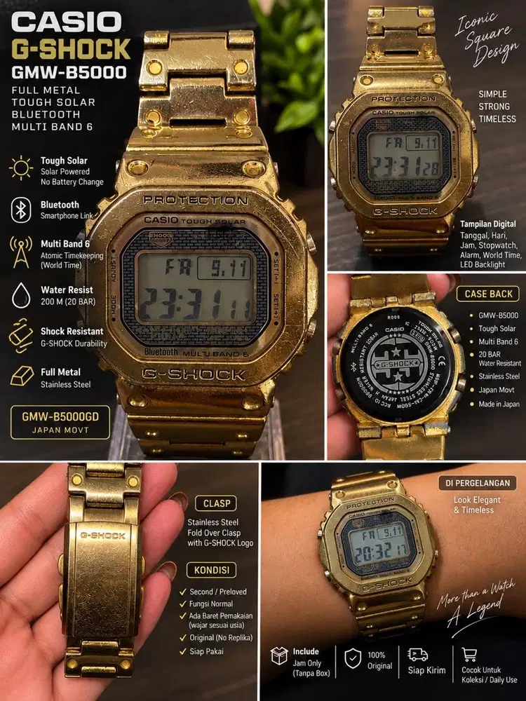 Jam Tangan Gshock GMW-B5000 Gold