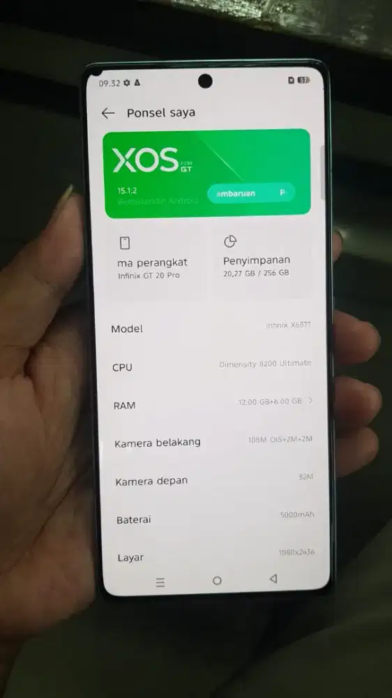 infinix GT 20 pro ram 12+6/256gb