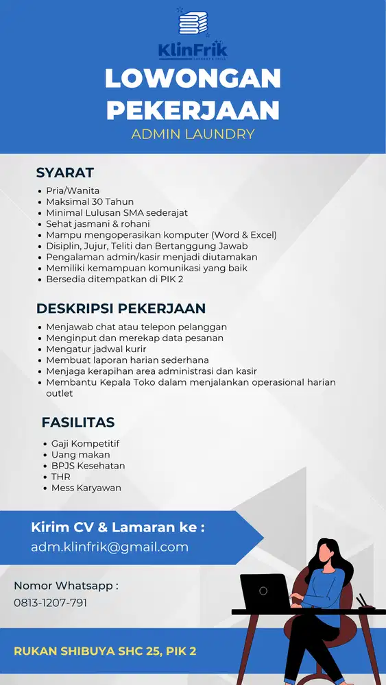 LOWONGAN KERJA – ADMIN LAUNDRY