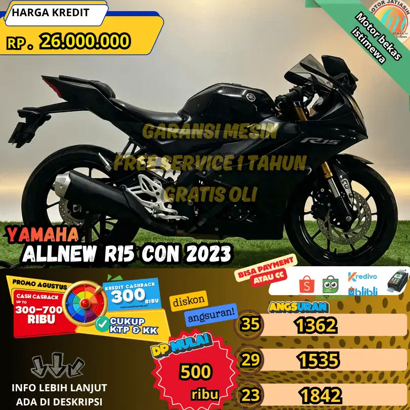 YAMAHA R15 CONNECTED 2023 WARNA FAVORIT PLAT KAB BEKASI PAJAK PANJANG