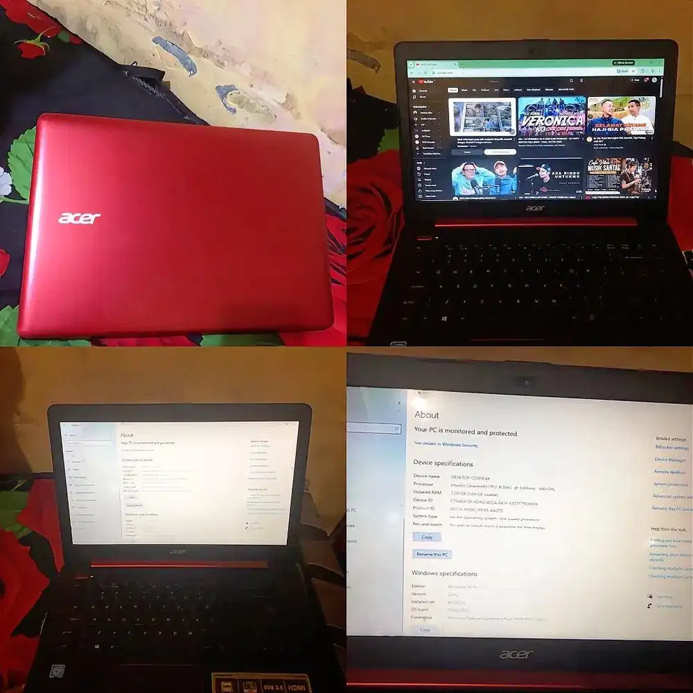 Laptop acer warna merah