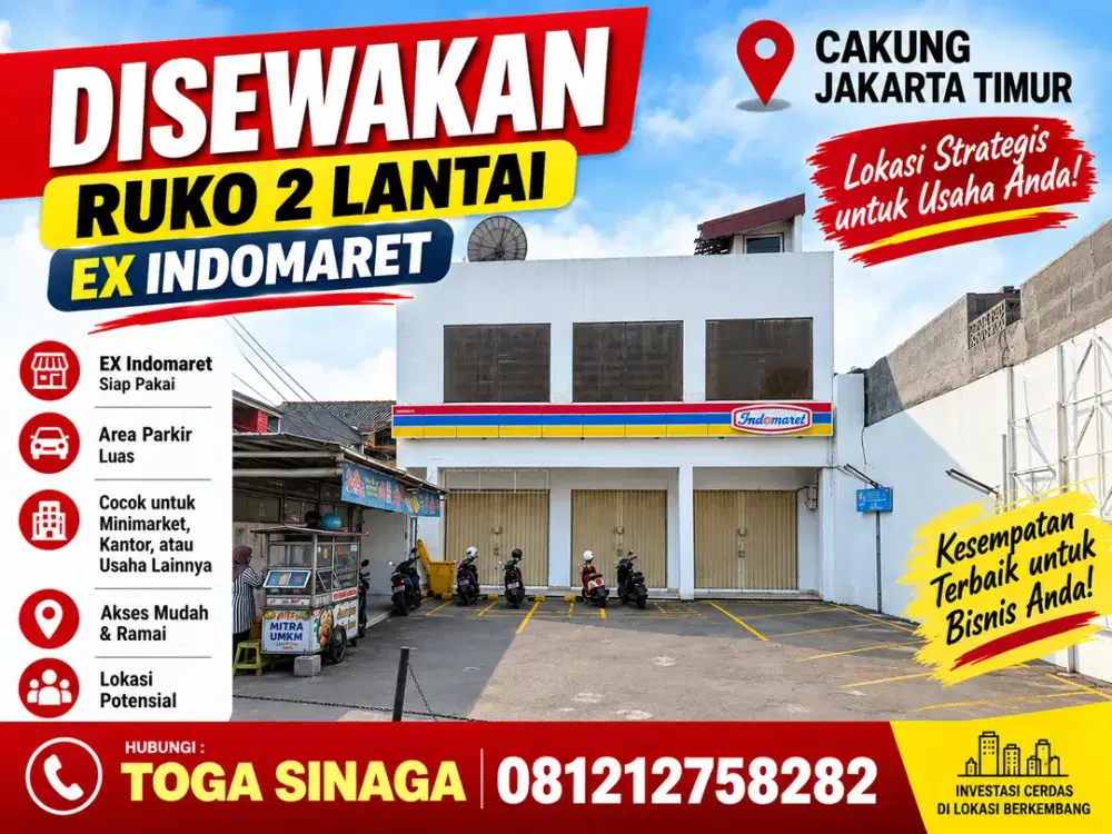 Disewakan Ruko Strategis daerah Cakung Jakarta Timur (Ex indomaret)